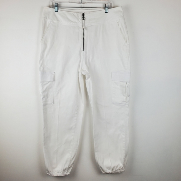 WILD Fable 16 Cargo Ankle Joggers Cotton Canvas White Exposed Zipper Stretch - Picture 13 of 14